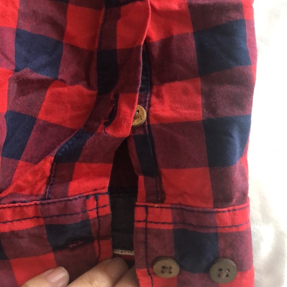 Cactus Slim Fit Red Navy Plaid Long Sleeve Button Down Shirt Sz XL - Picture 11 of 13